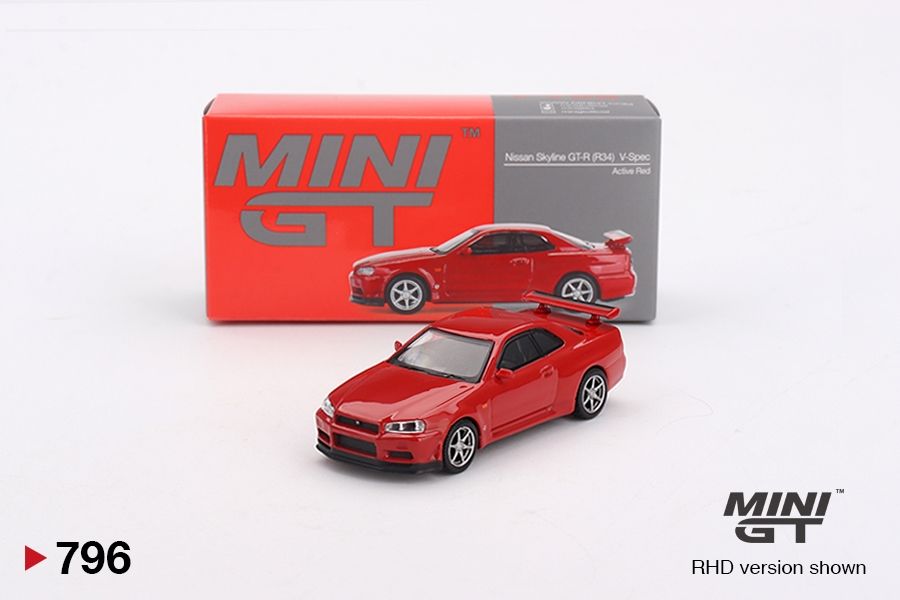 #796 MINI GT Nissan Skyline GT-R (R34) V-Spec Active Red