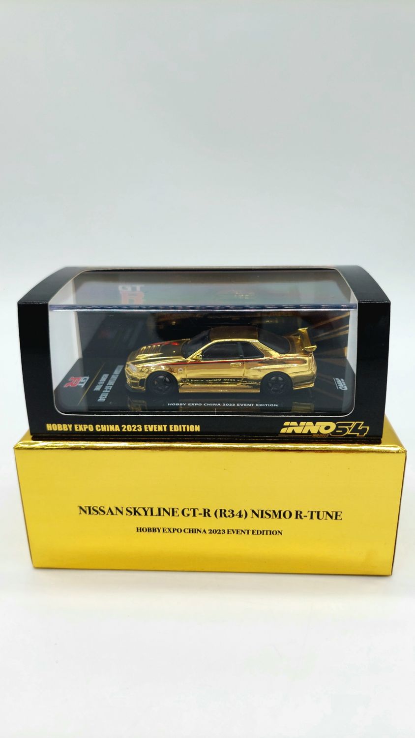 INNO64 Nissan Skyline GT-R Nismo R-Tune Chrome Collection Gold R34 | 2023 Hobby Expo China (HEC)