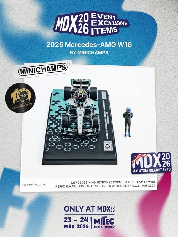 [PREORDER] Minichamps x CLDC Mercedes-AMG Petronas Formula One Team F1 W16E Performance Kimi Antonelli 2025 with Figurine | 2026 Malaysia Diecast Expo (MDX)