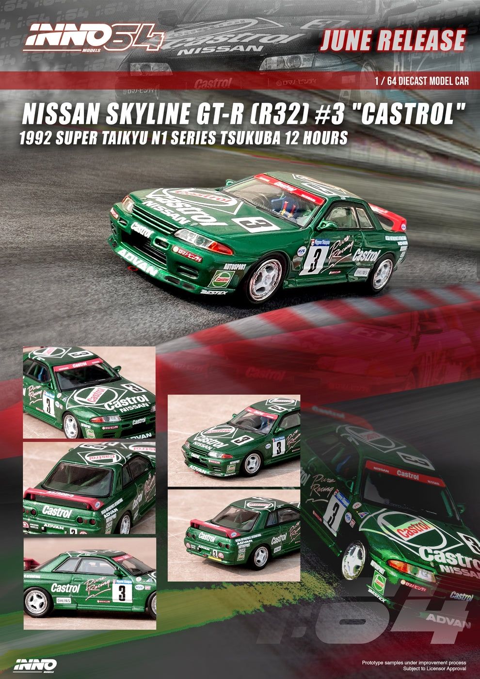 INNO64 Nissan Skyline GT-R (R32) #3 "Castrol" Super Taikyu N1 Series Tsukuba 12 Hours 1992