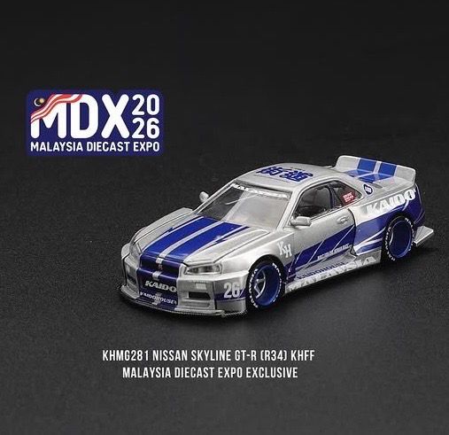 KAIDOHOUSE Nissan Skyline GT-R (R34) KHFF Brian’s Skyline Livery (KHMG281) | 2026 Malaysia Diecast Expo