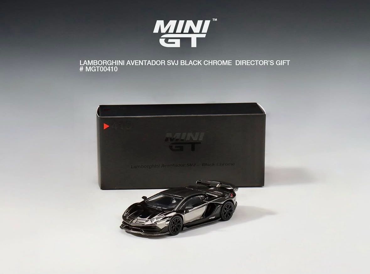 [UNSEALED] #410 MINI GT Lamborghini Aventador SVJ - Black Chrome | Director’s Gift