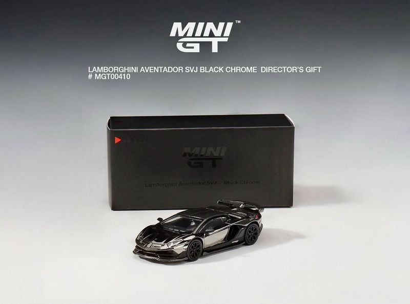 [UNSEALED] #410 MINI GT Lamborghini Aventador SVJ - Black Chrome | Director’s Gift