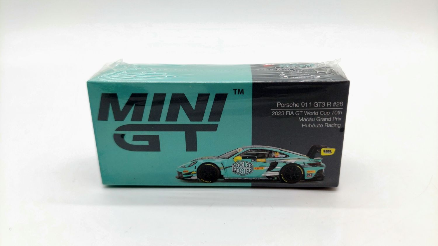 #804 MINI GT Porsche 911 GT3 R #28 HubAuto Racing 2023 FIA GT World Cup 70th Macau Grand Prix