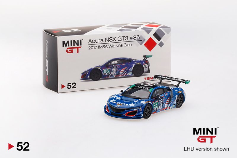 [UNSEALED] #52 MINI GT Acura NSX GT3 #86 2017 IMSA Watkins Glen Purple-Blue
