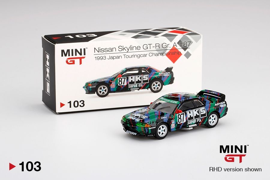 #103 MINI GT Nissan Skyline GT-R (R32) Gr. A #87 HKS
