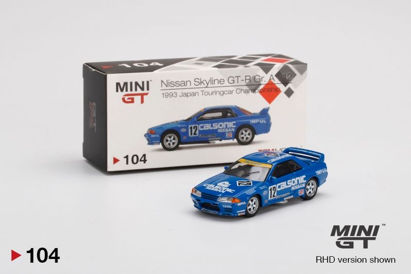 [UNSEALED] #104 MINI GT Nissan Skyline GT-R (R32) Gr. A #12 Calsonic 1993