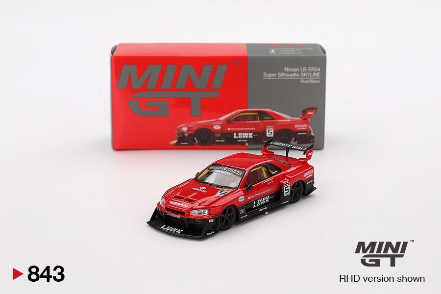 [UNSEALED] #843 MINI GT Nissan LB-ER34 Super Silhouette SKYLINE Red/Black