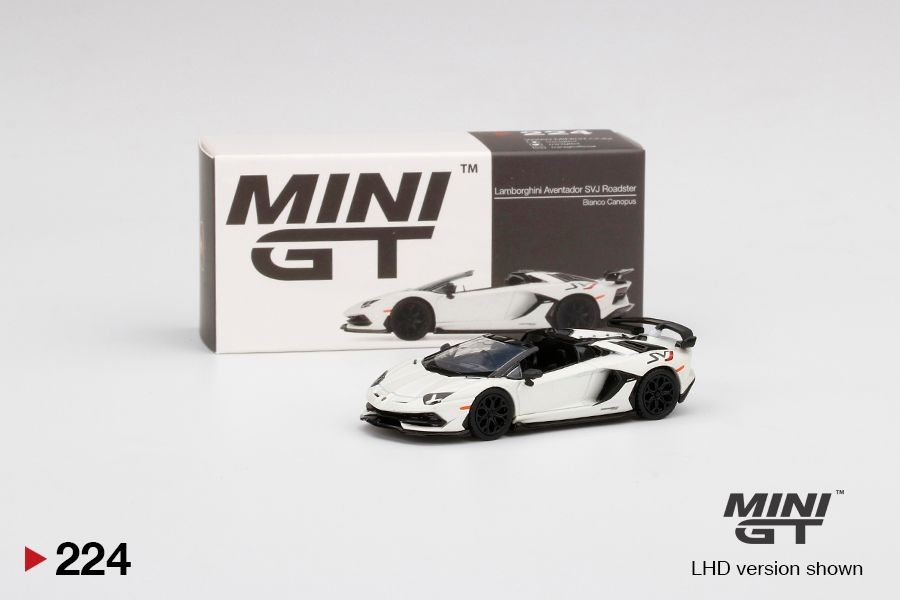 [UNSEALED] #224 MINI GT Lamborghini Aventador SVJ Roadster Bianco Canopus
