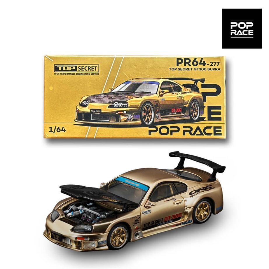 [UNSEALED] POP RACE Top Secret GT300 Supra Chrome Gold (PR64-277)
