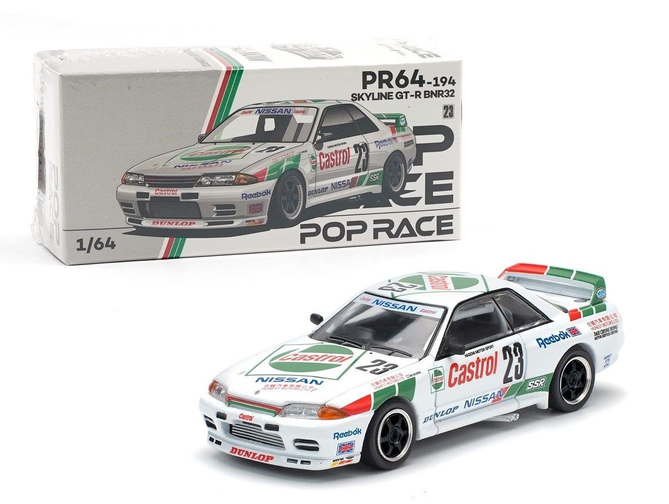 POP RACE Nissan Skyline GT-R R32 Macau Guia 1990 Winner Castrol Livery (PR64-194)