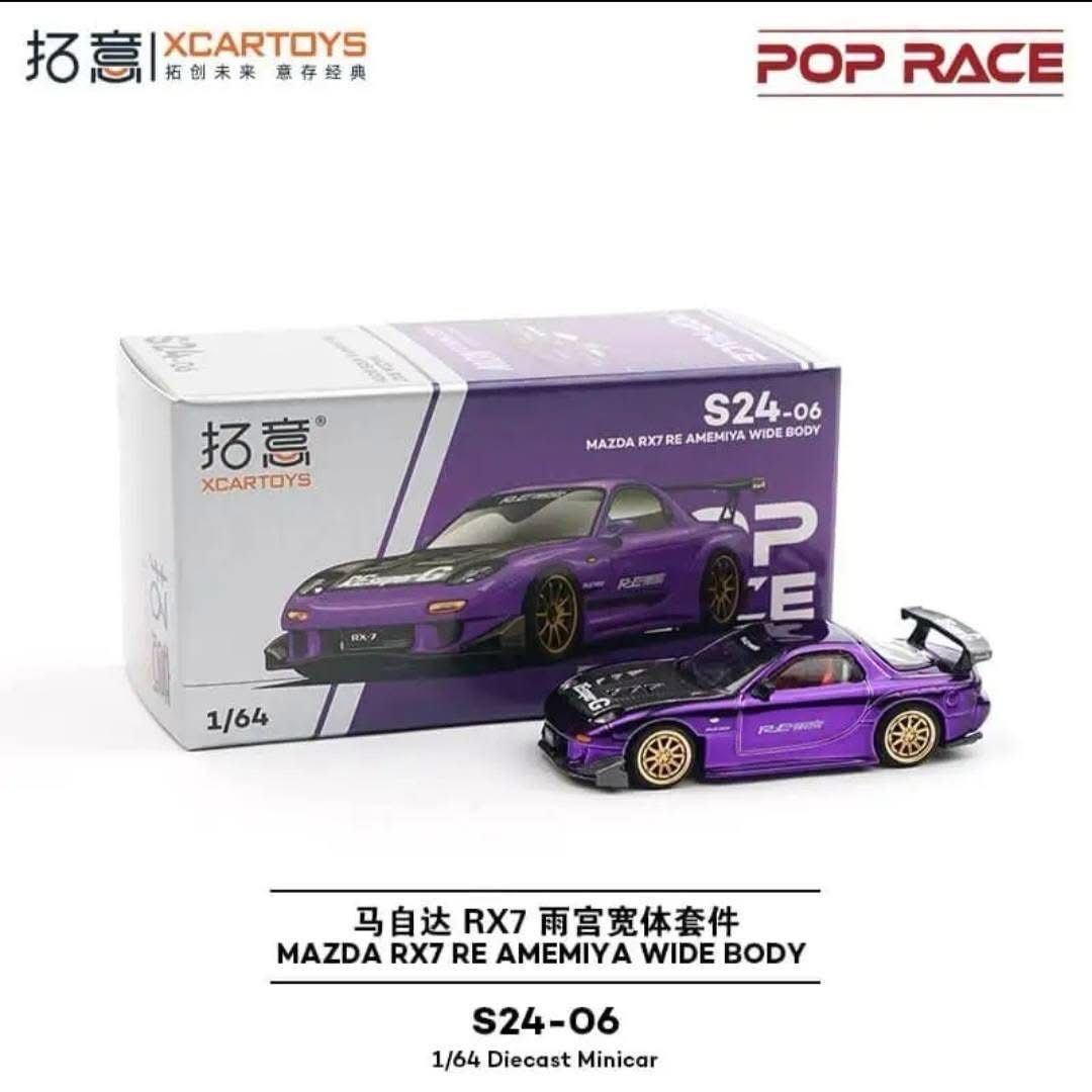 [UNSEALED] POP RACE x XCARTOYS MAZDA RX7 RE-AMEMIYA WIDE BODY Purple (S24-06) | 2025 Tokyo Autosalon Japan