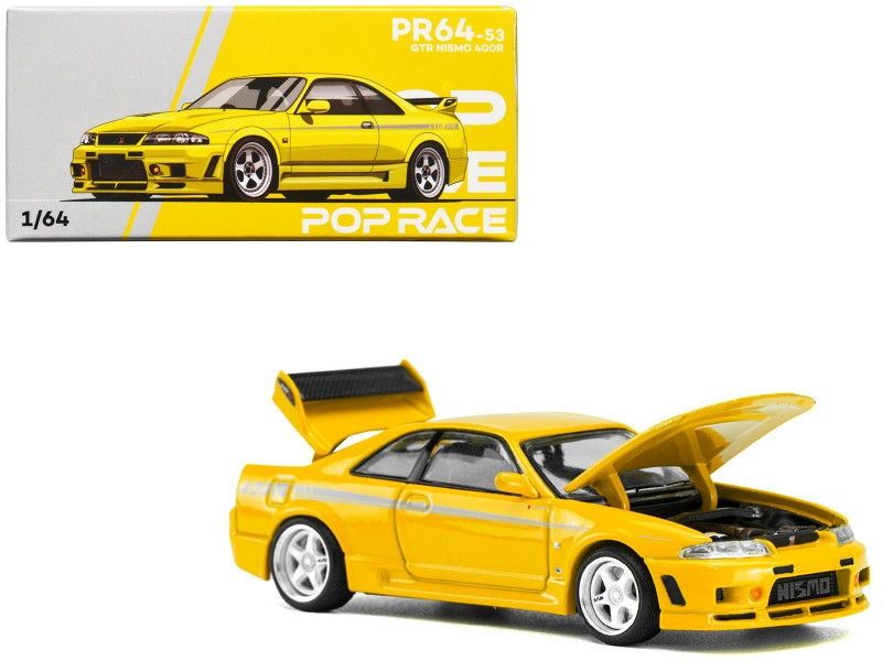 [UNSEALED] POP RACE Nissan GTR R33 Nismo 400R Yellow (PR64-53)