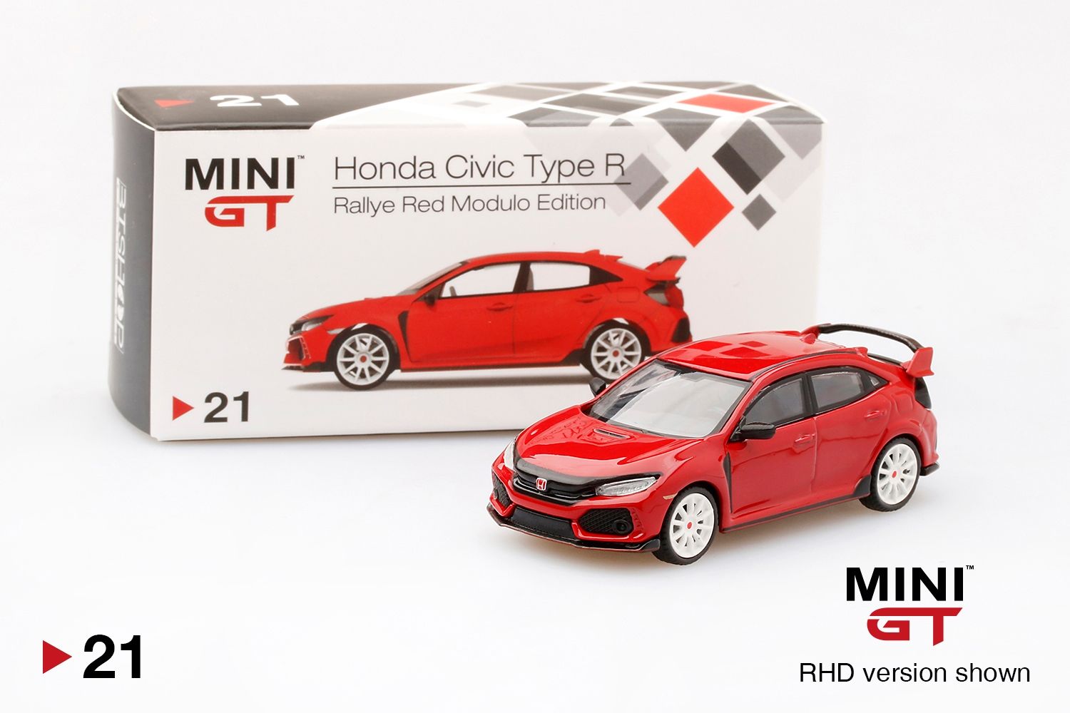[UNSEALED] #21 MINI GT Honda Civic Type R (FK8) Rallye Red Modulo Edition