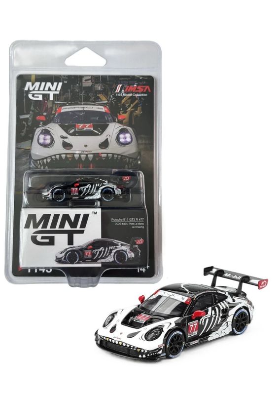 [PREORDER] #1143 MINI GT Porsche 911 GT3 #77 AO Racing 2025 IMSA Petit Le Mans Skeleton Rexy | Regular Blister