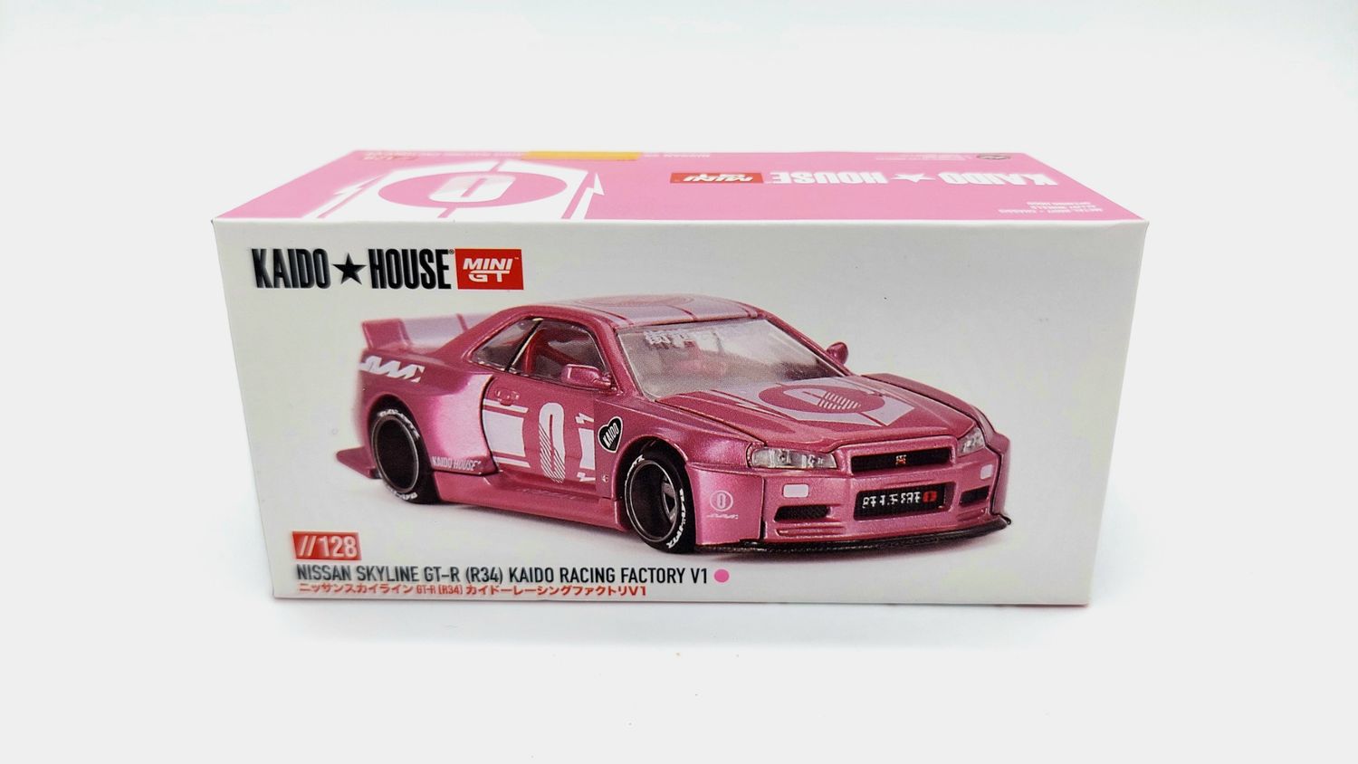 [UNSEALED] KAIDOHOUSE Nissan Skyline GT-R (R34) KAIDO RACING FACTORY V1 Pink (KHMG128)