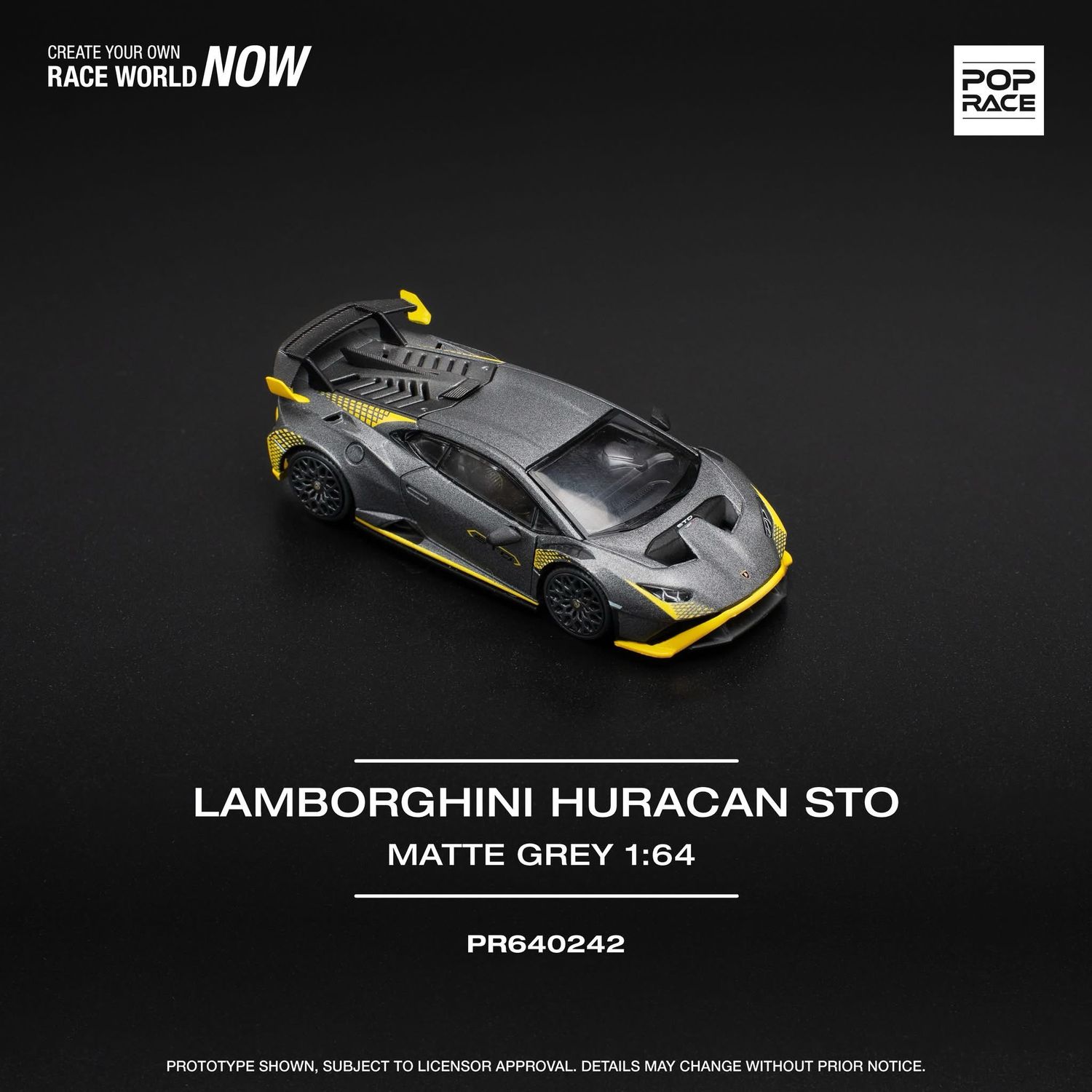 POP RACE Lamborghini Huracan STO Matte Grey (PR64-242)