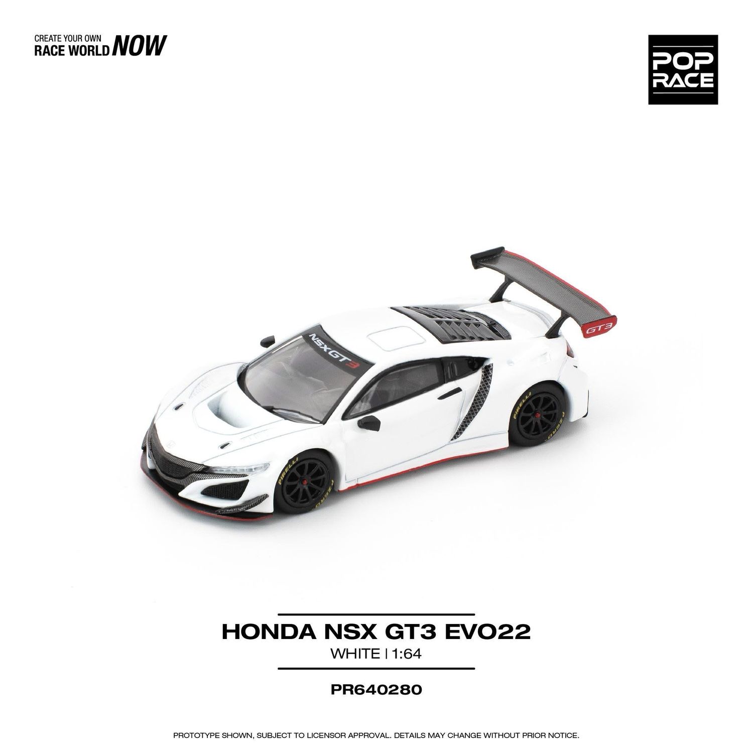 POP RACE Honda NSX GT3 EVO22 White (PR64-280)