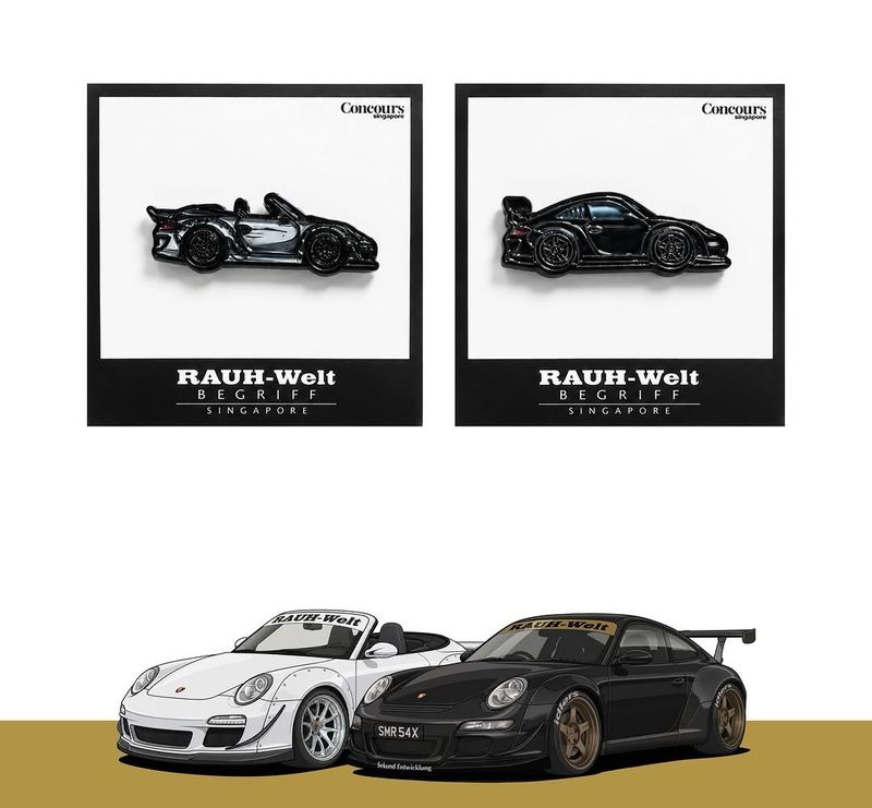 Rauh Welt Begriff RWB Singapore Councours Metal Pin Porsche 997 Black / White Option