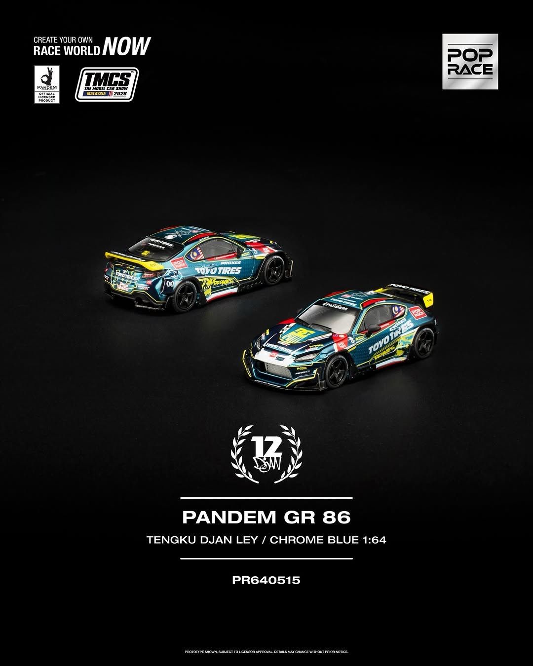 [PREORDER] POP RACE PANDEM GR 86 TENGKU DJAN LEY / CHROME BLUE (PR64-515) | 2026 The Model Car Show Malaysia