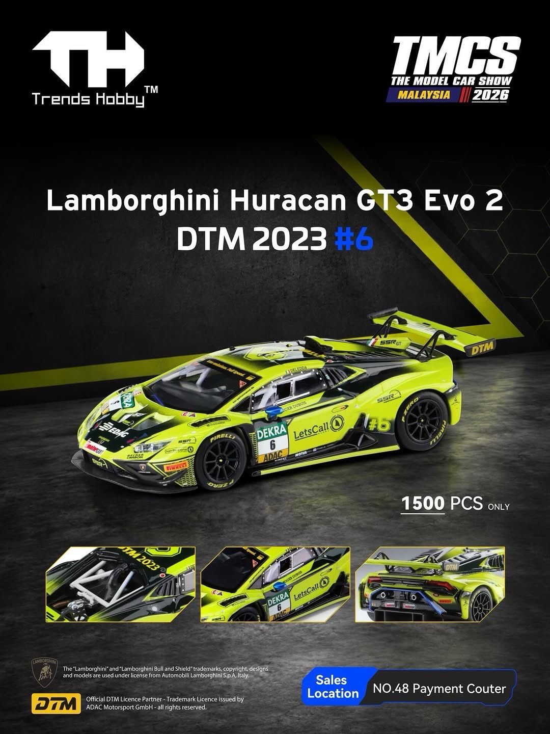 [PREORDER] Trends Hobby Lamborghini Huracan GT3 Evo 2 DTM 2023 #6 | 2026 The Model Car Show Malaysia