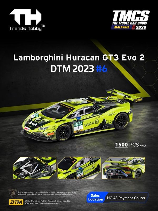 [PREORDER] Trends Hobby Lamborghini Huracan GT3 Evo 2 DTM 2023 #6 | 2026 The Model Car Show Malaysia