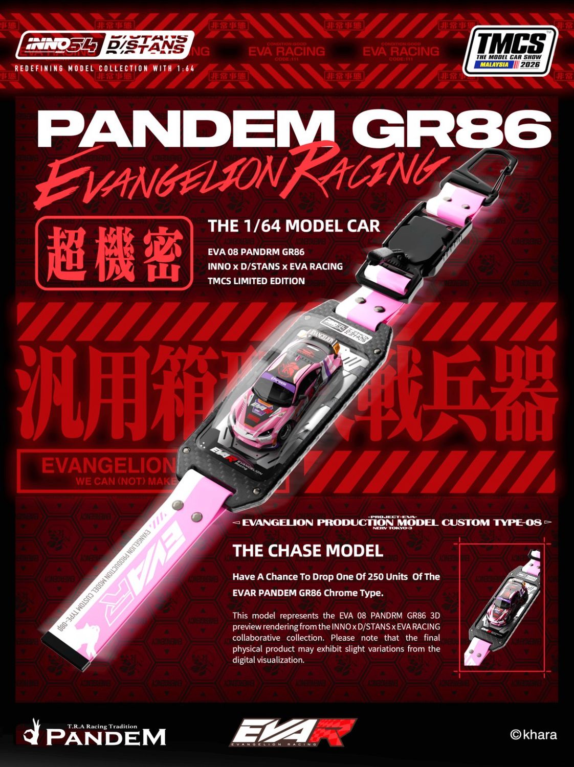 [PREORDER] INNO64 x D/STANS Pandem GR86 Evangelion Racing Pink | Chance of Chase | 2026 The Model Car Show Malaysia