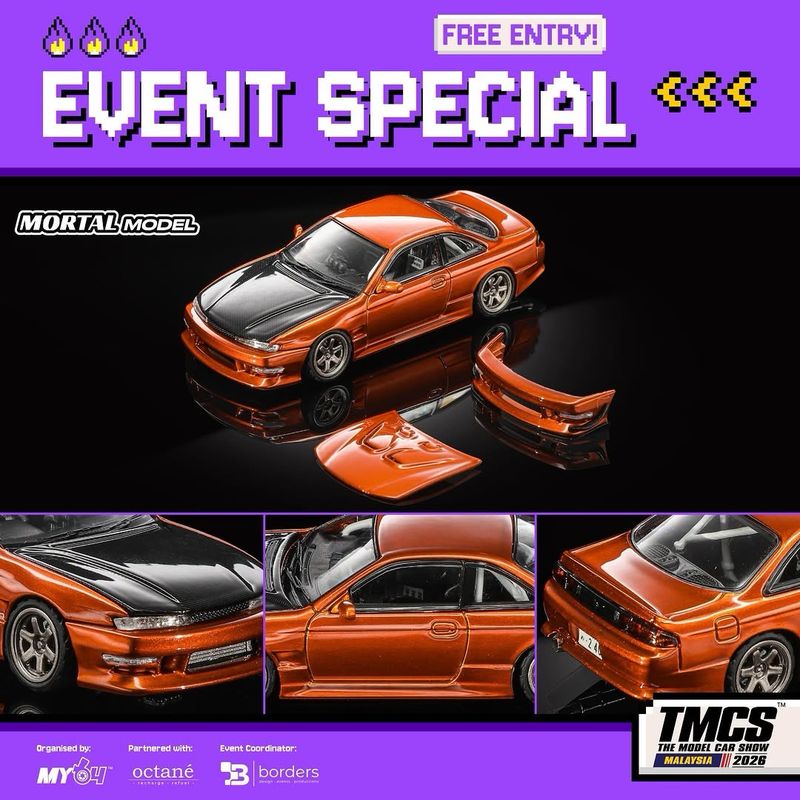 [PREORDER] Mortal Model S14 240SX Kouki Transparent Orange | 2026 The Model Car Show