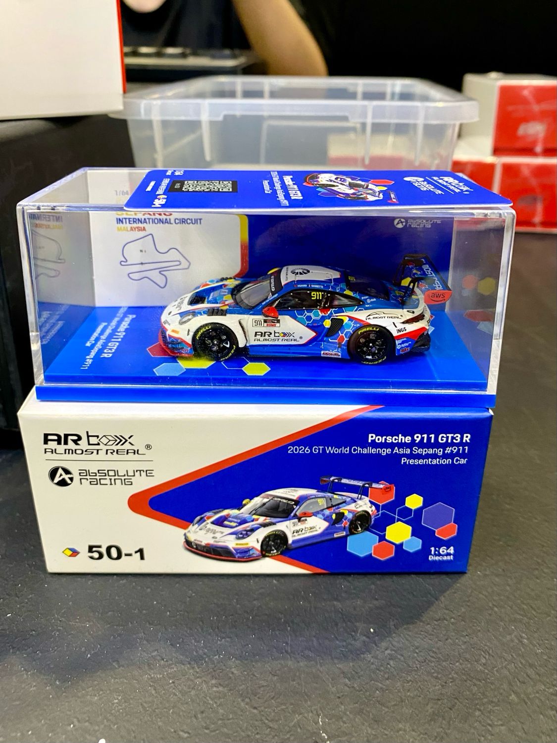 [PREORDER] Almost Real AR Box Absolute Racing Porsche 911 GT3 R 2026 GT World Challenge Asia Sepang Presentation | 2026 The Model Car Show