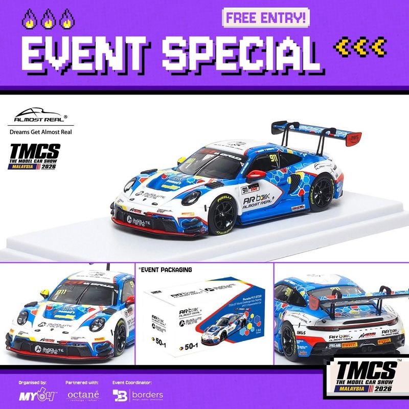 [PREORDER] Almost Real AR Box Absolute Racing Porsche 911 GT3 R 2026 GT World Challenge Asia Sepang Presentation | 2026 The Model Car Show