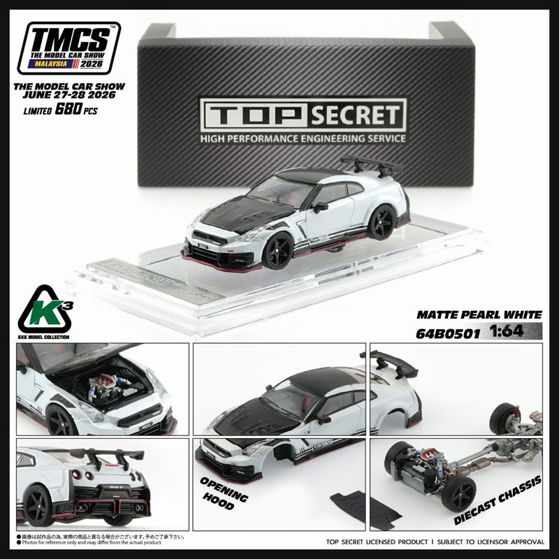 [PREORDER] K3 Models Nissan GT-R35 Top Secret Matte Pearl White | 2026 The Model Car Show Malaysia