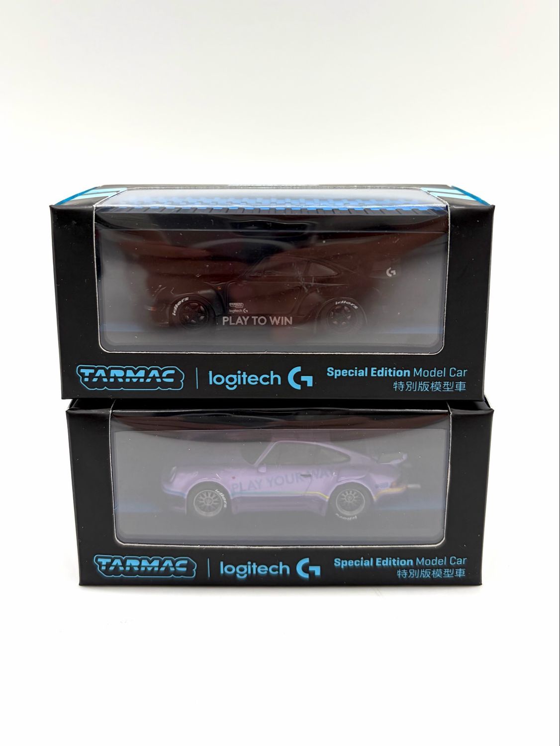 Tarmac Works Logitech RWB Porsche Special Edition Model Car Set Purple &amp; Black
