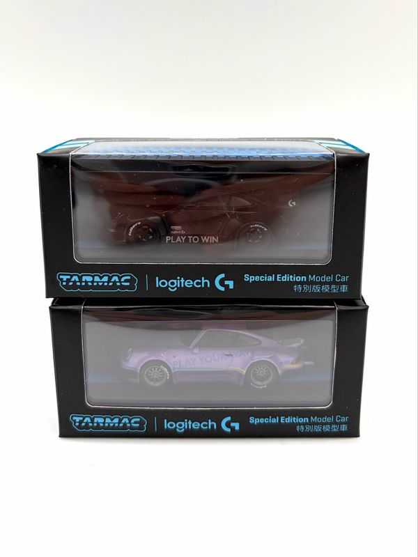 Tarmac Works Logitech RWB Porsche Special Edition Model Car Set Purple & Black Tarmac Works Logitech RWB Porsche Special Edition Model Car Set Purple & Black