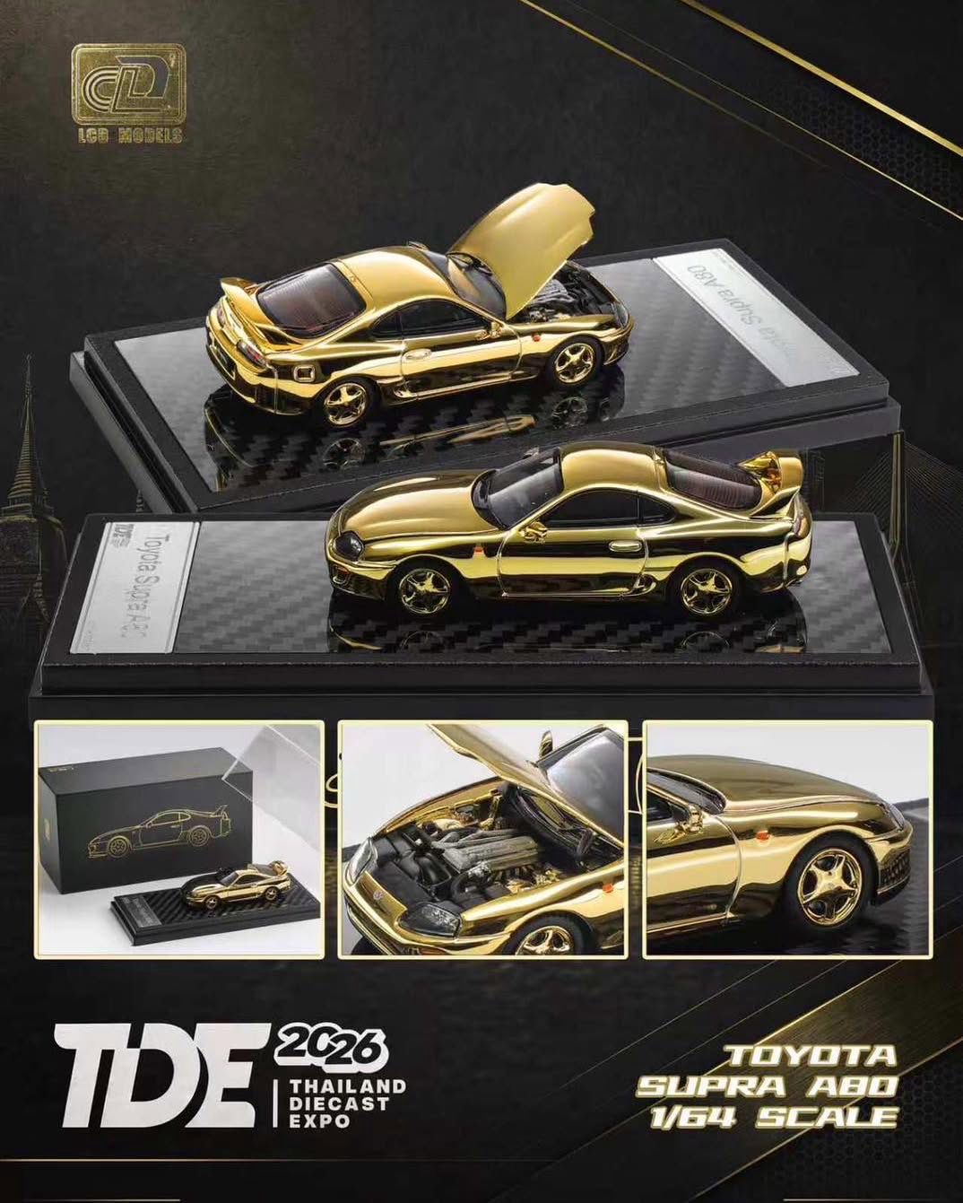 [PREORDER] LCD Model Toyota Supra A80 Gold Chrome | 2026 Thailand Diecast Expo