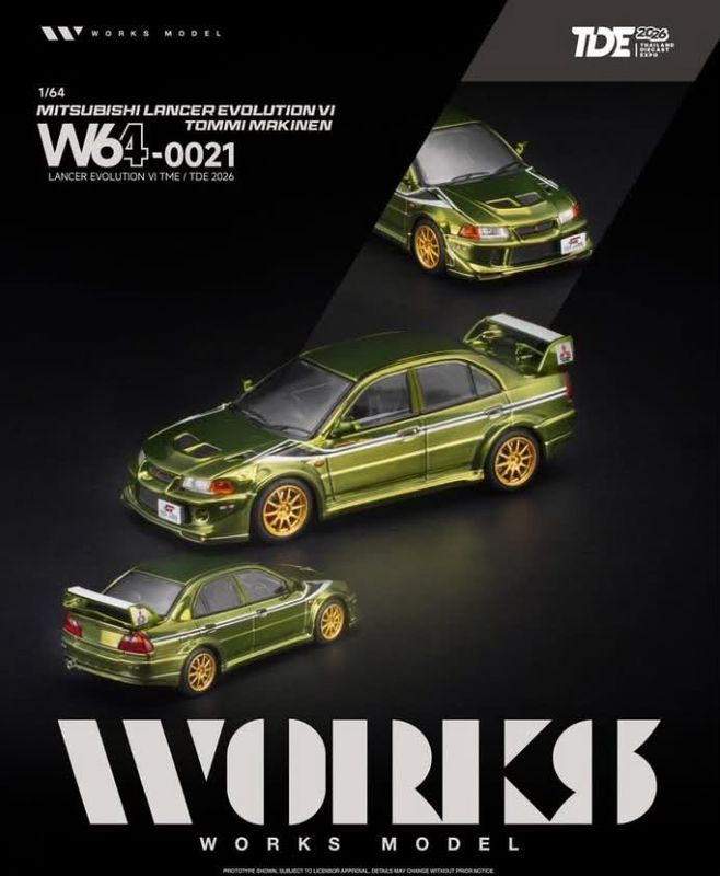 [PREORDER] Works Model Mitsubishi Lancer Evolution VI Tommi Makinen Green (W64-0021) | 2026 Thailand Diecast Expo