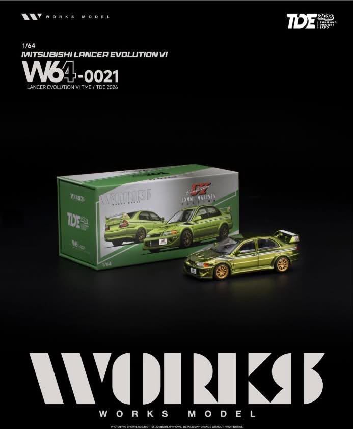 [PREORDER] Works Model Mitsubishi Lancer Evolution VI Tommi Makinen Green (W64-0021) | 2026 Thailand Diecast Expo