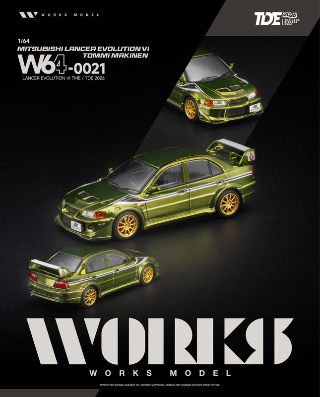 Works Model Mitsubishi Lancer Evolution VI Tommi Makinen Green (W64-0021) | 2026 Thailand Diecast Expo