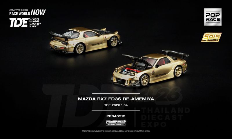 POP RACE Mazda RX-7 (FD3S) Satin Gold (PR64-512) | 2026 Thailand Diecast Expo POP RACE Mazda RX-7 (FD3S) Satin Gold (PR64-512) | 2026 Thailand Diecast Expo