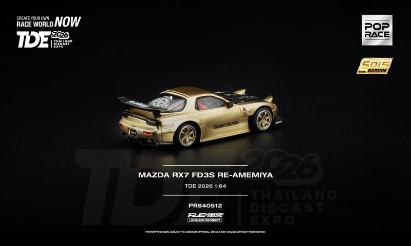POP RACE Mazda RX-7 (FD3S) Satin Gold (PR64-512) | 2026 Thailand Diecast Expo