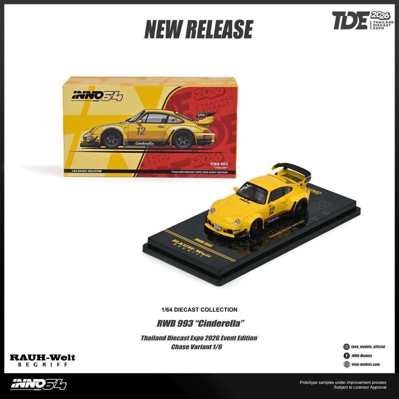 [PREORDER] INNO64 RWB 993 Cinderella Yellow | Chance of Chase | 2026 Thailand Diecast Expo