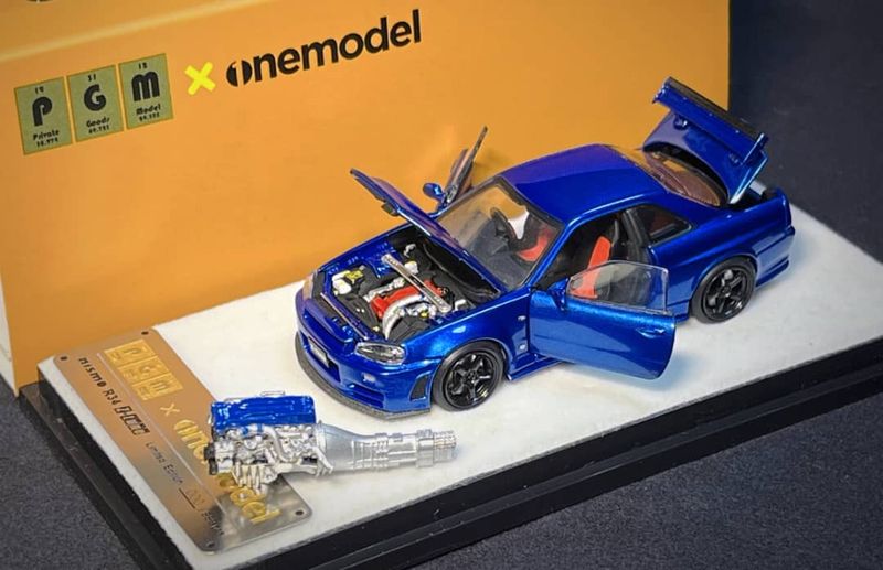 PGM x One Model 1/64 Nissan Skyline GT-R R34 Z-Tune Bayside Blue