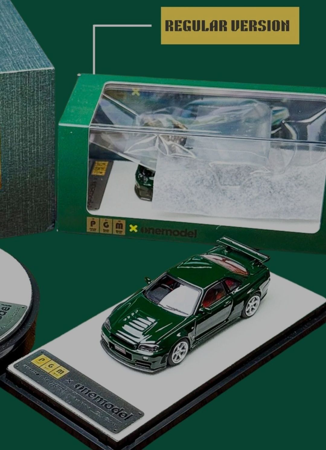 PGM x One Model 1/64 Nissan Skyline GT-R R34 Z-Tune British Green