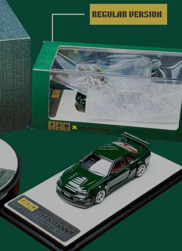 PGM x One Model 1/64 Nissan Skyline GT-R R34 Z-Tune British Green
