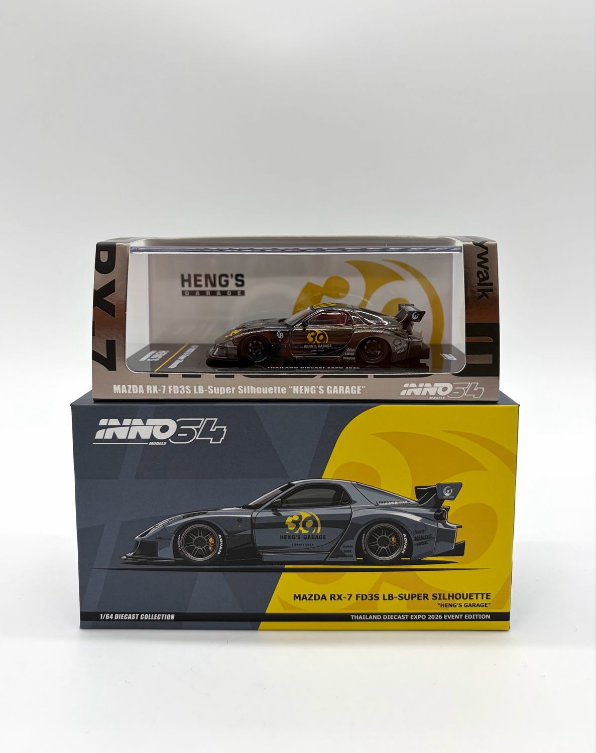 INNO64 Mazda RX-7 FD3S LB-Super Silhouette “Heng's Garage" Black Chrome Chase | 2026 Thailand Diecast Expo