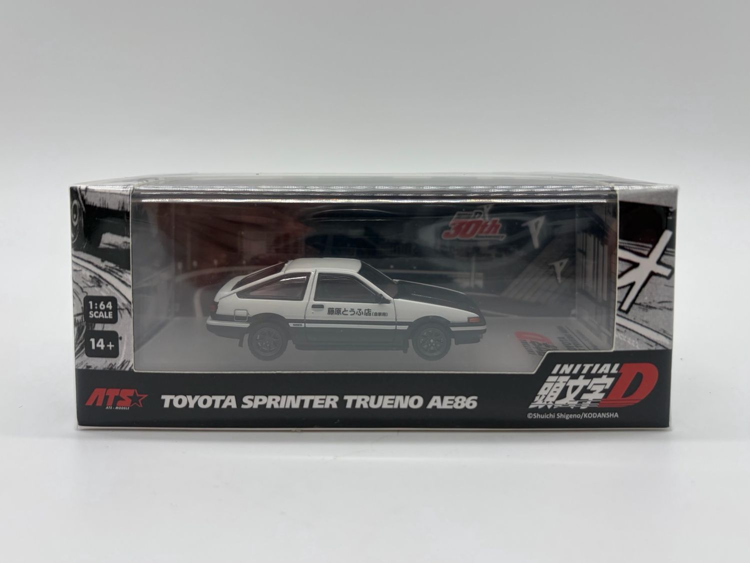 ATS Model x INITIAL D Toyota Sprinter Trueno AE86 Carbon Fibre Hood Fujiwara Tofu Shop Livery