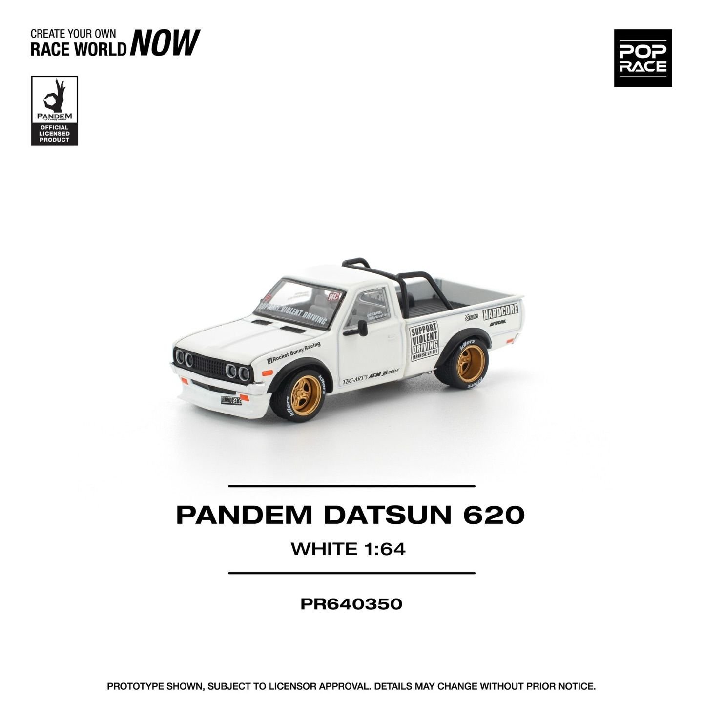 POP RACE Pandem Datsun 620 White (PR64-350)