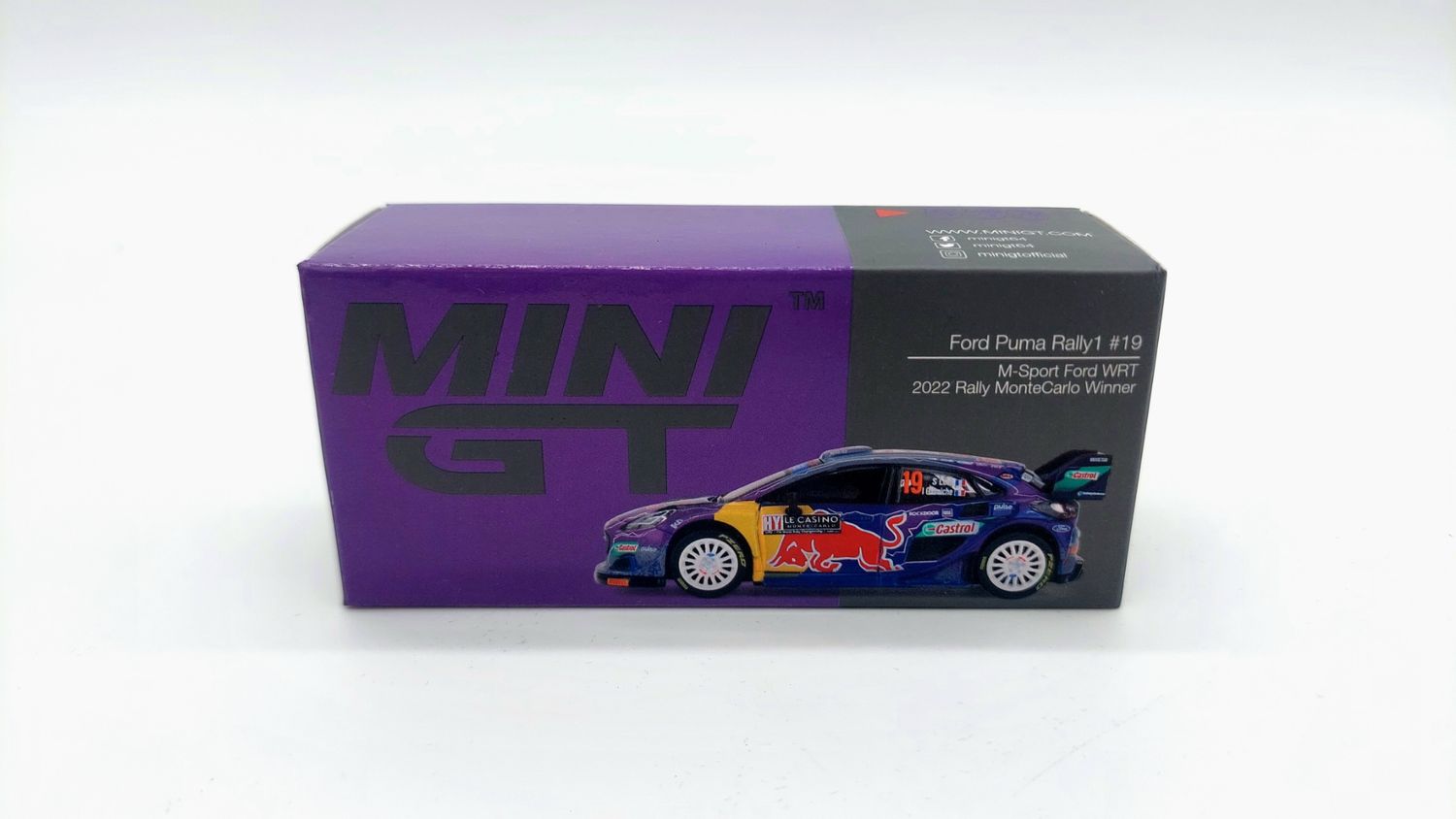 [UNSEALED] #533 MINI GT Ford Puma Rally1 #19 M-Sport Ford WRT 2022 Rally MonteCarlo Winner LHD