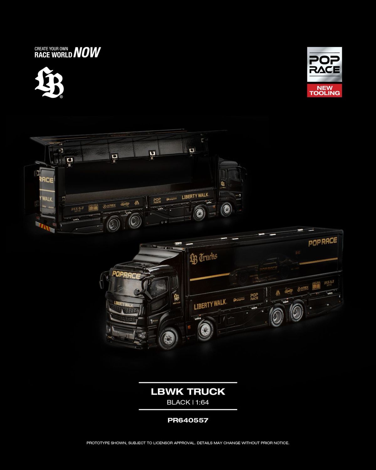 [PREORDER] POP RACE LBWK Truck Black (PR64-557)