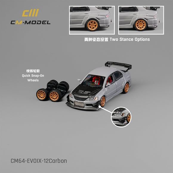 CM Model Mitsubishi Lancer Evolution IX Grey with Carbon Hood CM Model Mitsubishi Lancer Evolution IX Grey with Carbon Hood