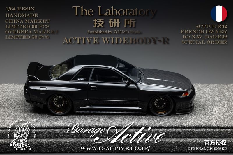 Zonzo The Laboratory 1/64 Resin Garage Active Nissan Skyline GTR32 Carbon Ver. Black